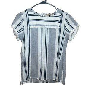 Rungolee Women’s Cassie Cotton Blouse XS White Blue Riviera Stripe NWOT‎